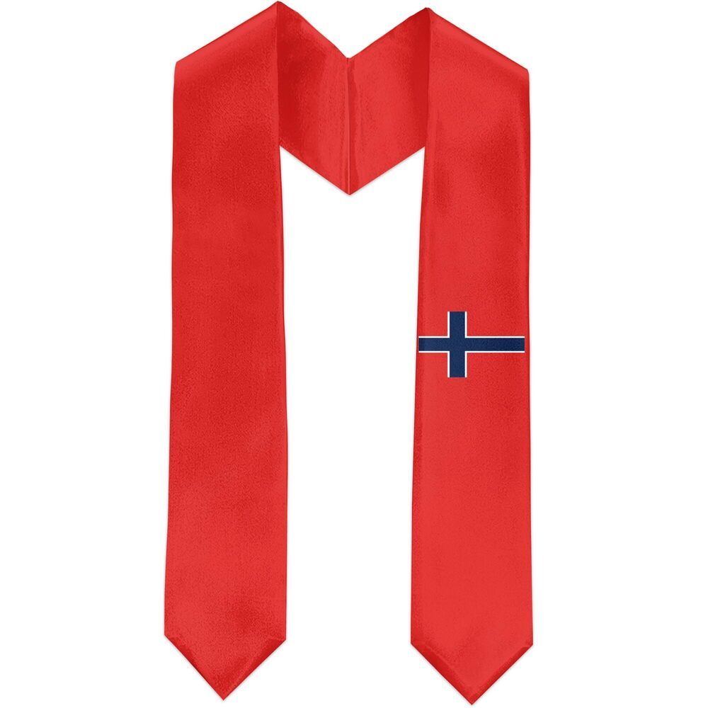 7542 Norway Flag Graduation Sash Satin Scarf 72" Stole for Abroad Student